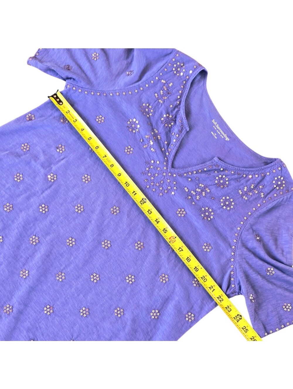 Soft Surroundings Sequin Tunic Top 1X Purple Split V-Neck - Picture 11 of 12